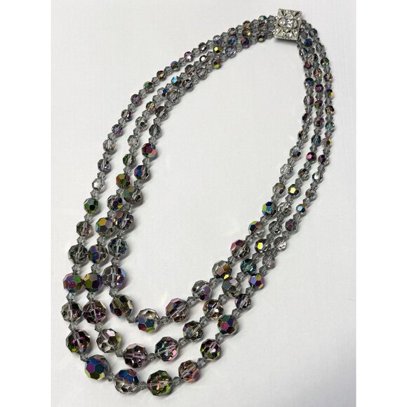 Vintage multi strand faceted crystal necklace - Picture 3 of 5